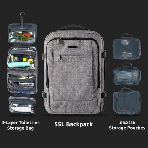 LOKASS—Business & Travel Backpacks for All Your Storage Needs(Gray)